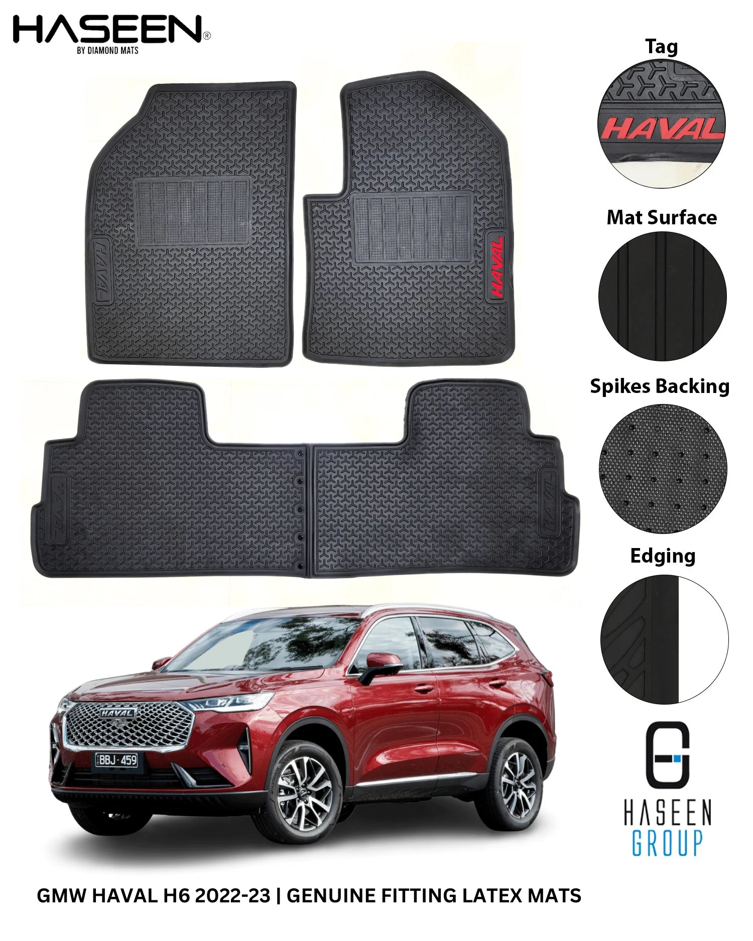 GWM Haval H6 2022-2024 New Premium Latex PVC Car Floor Mat