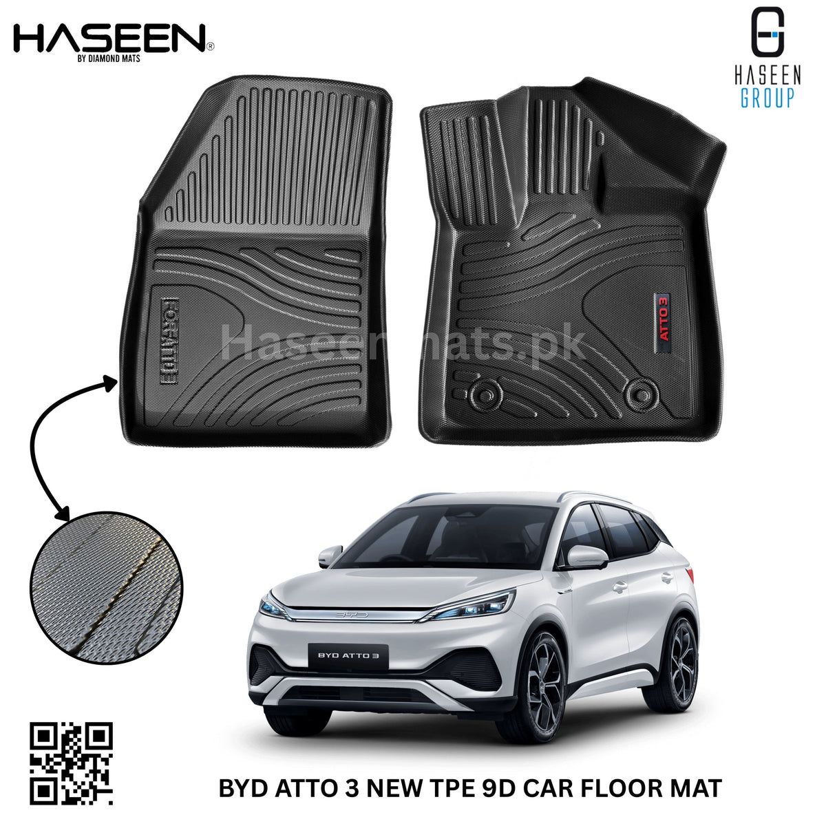 BYD Atto 3 9D TPE Floor Mats – Custom Fit Heavy Duty Waterproof Electric EV
