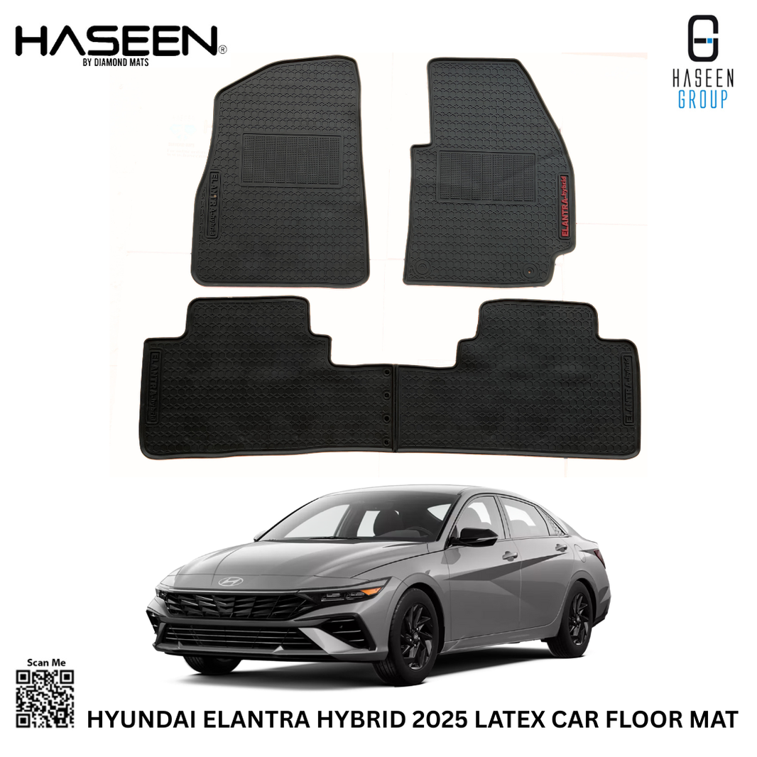 Hyundai Elantra Hybrid 2025-2026 Latex Rubber PVC Floor Mats – Custom Fit Waterproof Heavy Duty