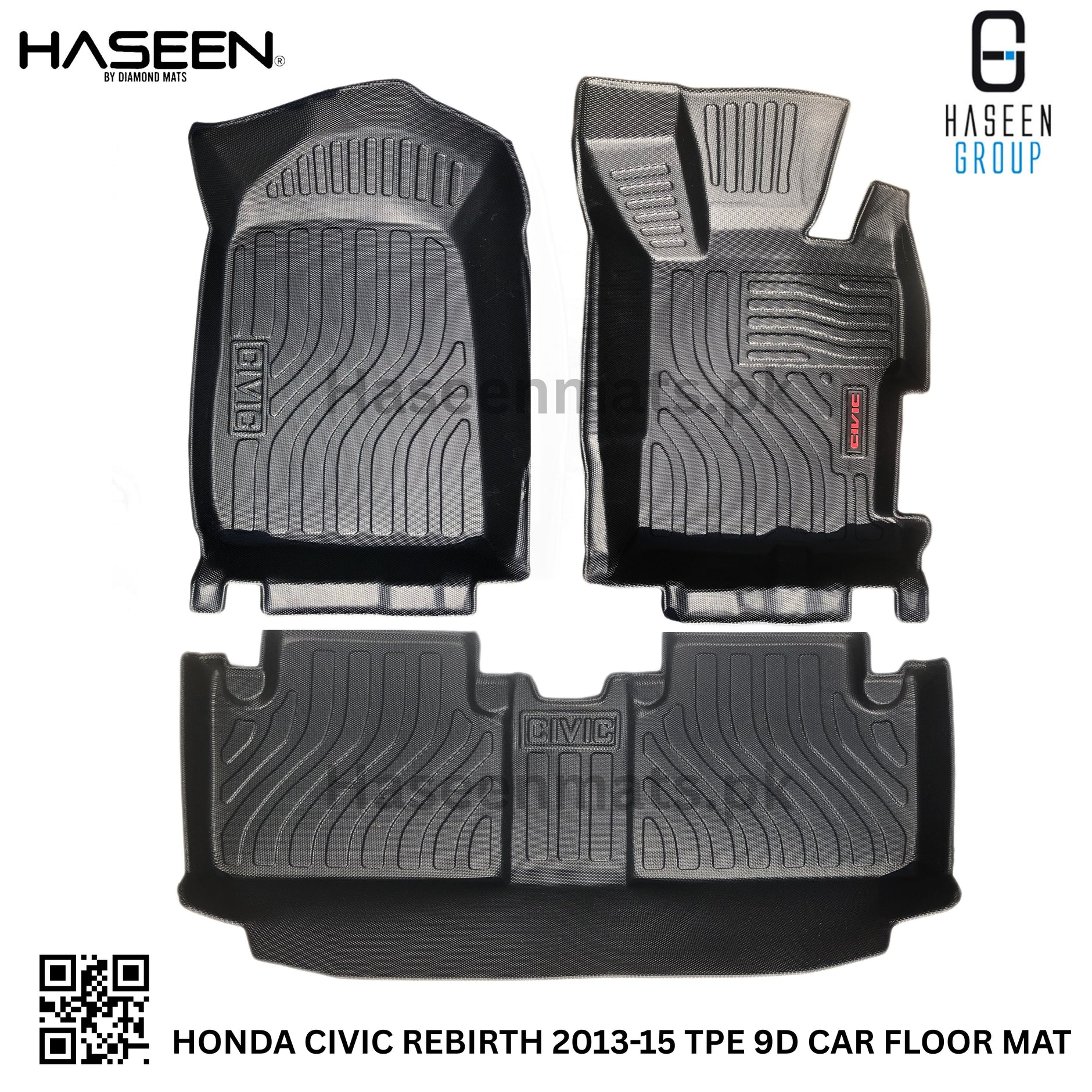 Honda Civic Rebirth 2013-2015 9D TPE Floor Mats – Custom Fit Heavy Duty Waterproof