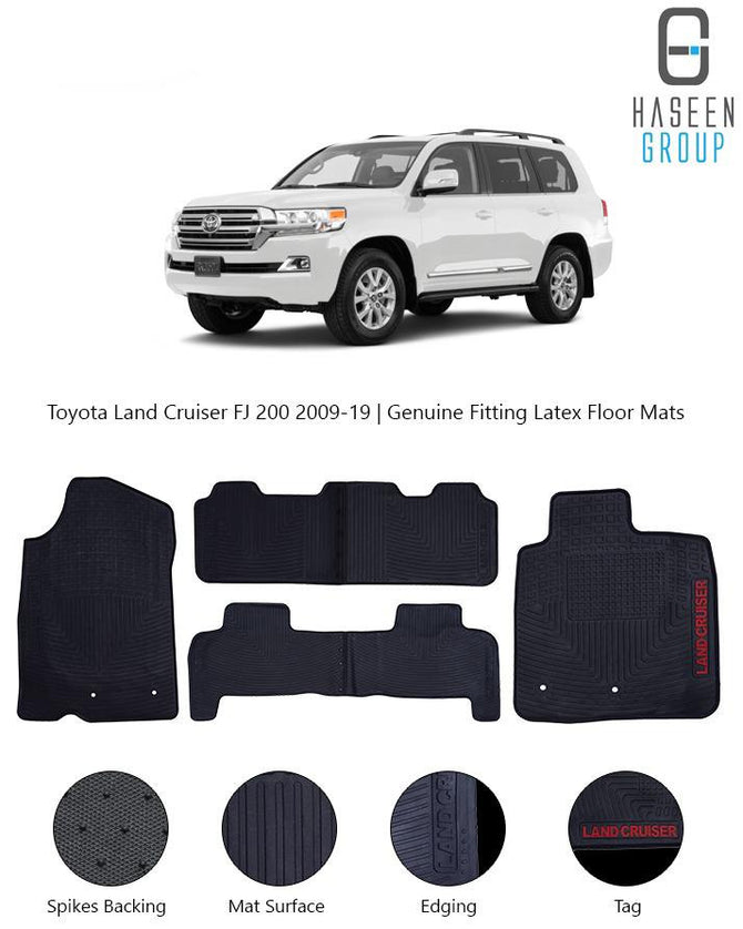 Toyota Land Cruiser 2009-2026 Latex Rubber PVC Floor Mats – Custom Fit Waterproof Heavy Duty