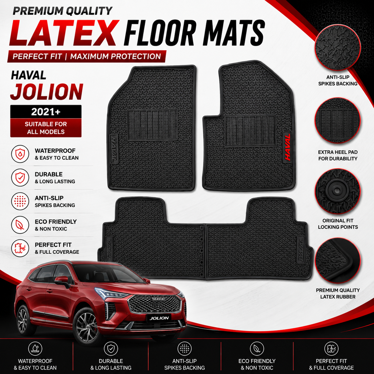 GWM Haval Jolion 2022-2024 New Premium Latex PVC Car Floor Mat