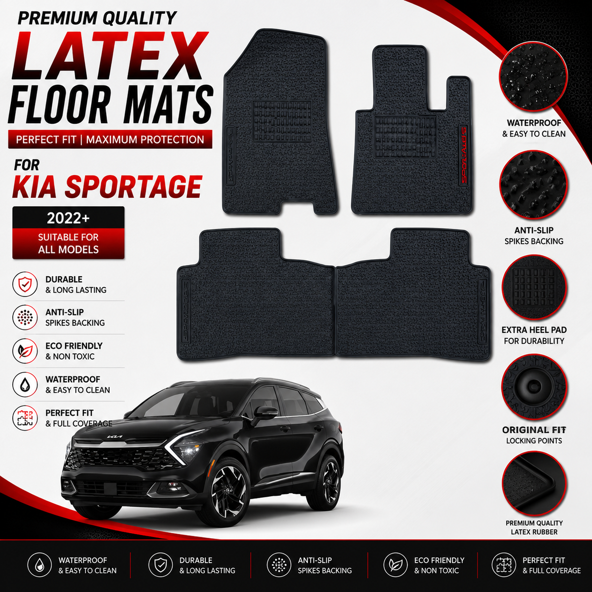 Kia Sportage L PHEV 2025 Latex Rubber Car Floor Mat