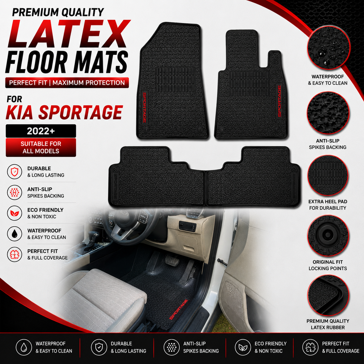 Kia Sportage 2020-Present Latex Rubber Car Floor Mat