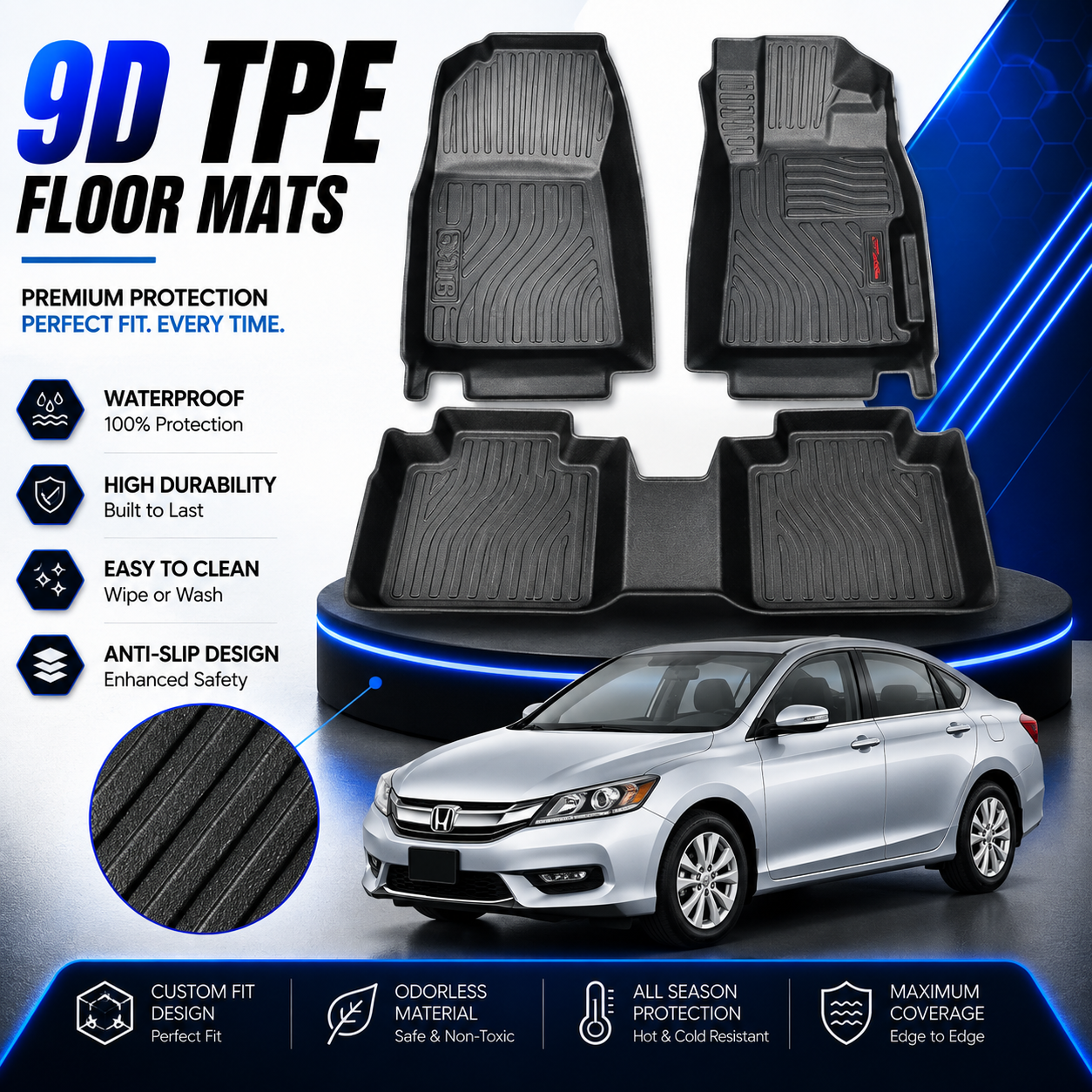 Honda Civic Reborn 2009-2012 9D TPE Plastic Floor Mats
