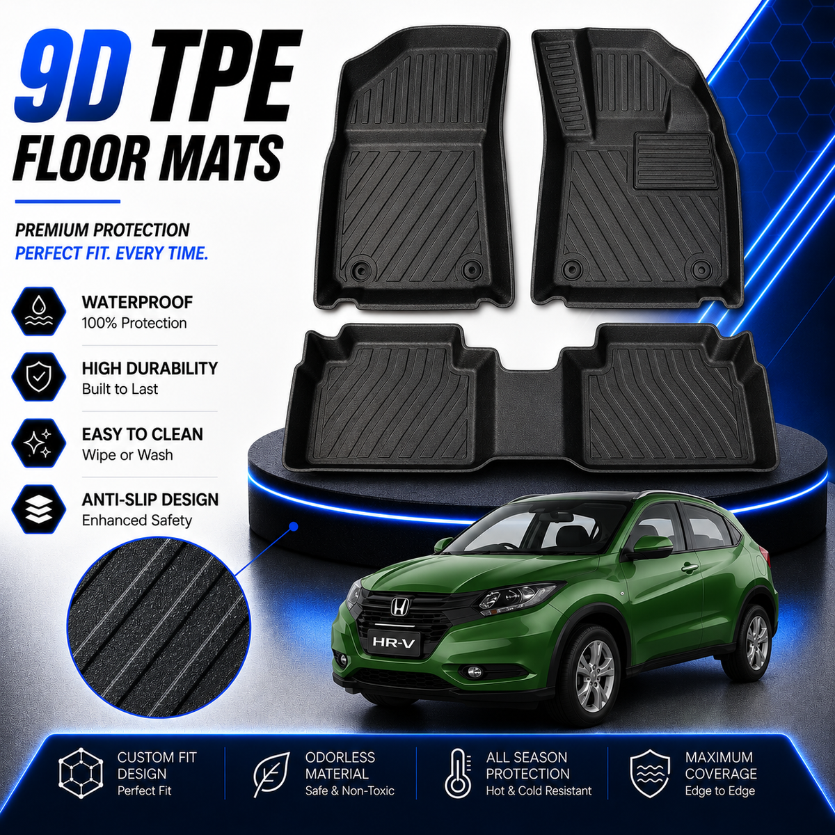 Honda Vezel 9D TPE Plastic Heavy Duty Car Floor Mat
