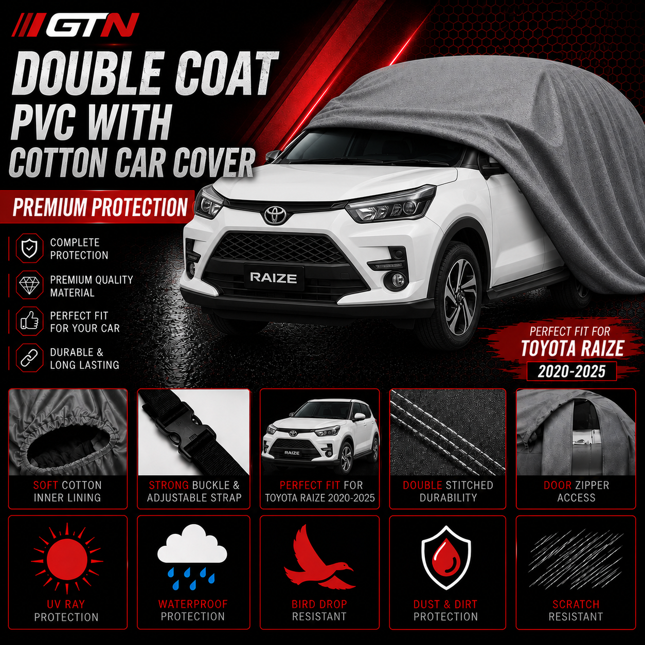 Toyota Raize New 2020-2025 Oxford + Needle Cotton Top Cover