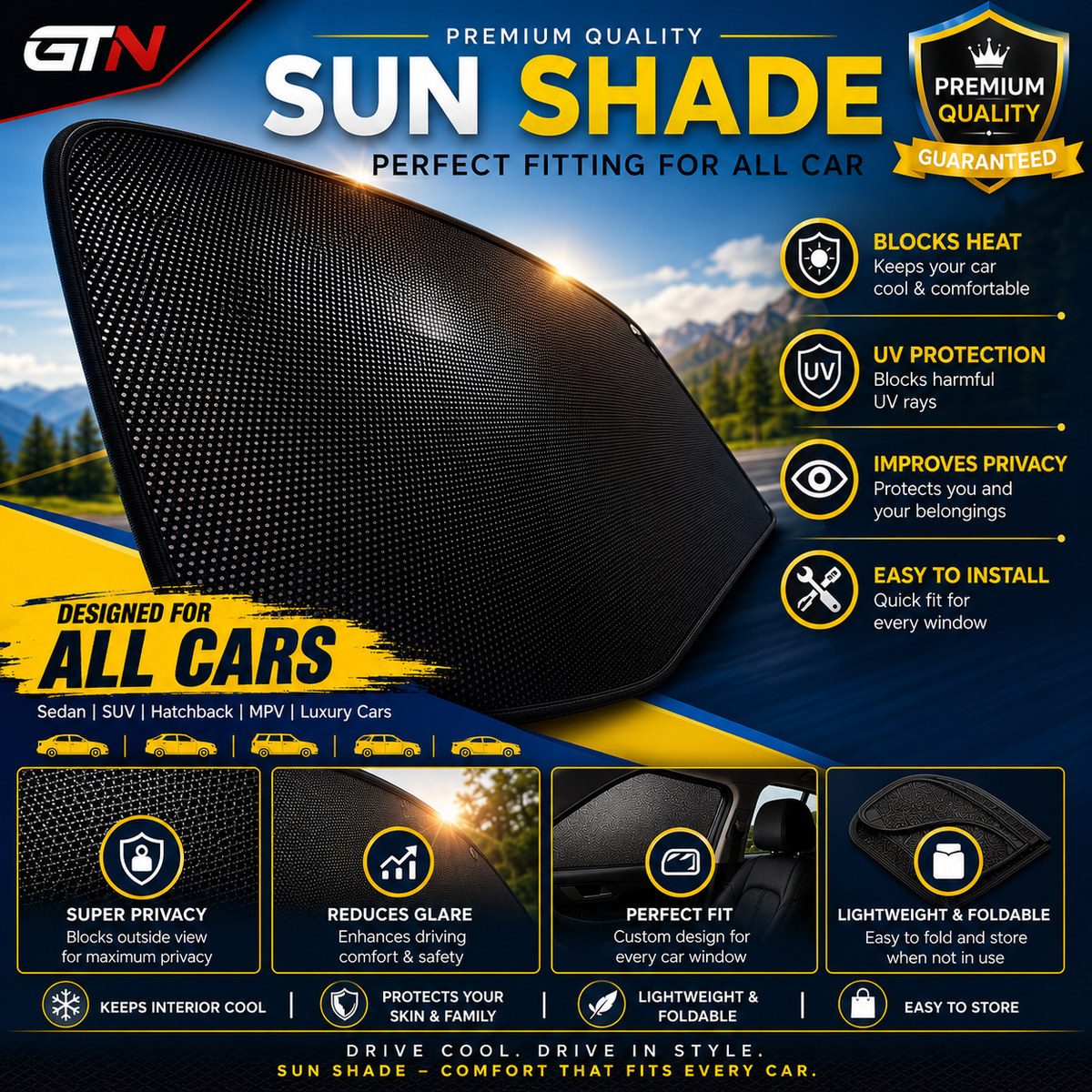 Window Sun Shades (Car Pardy) For Kia Sportage 2018-2024