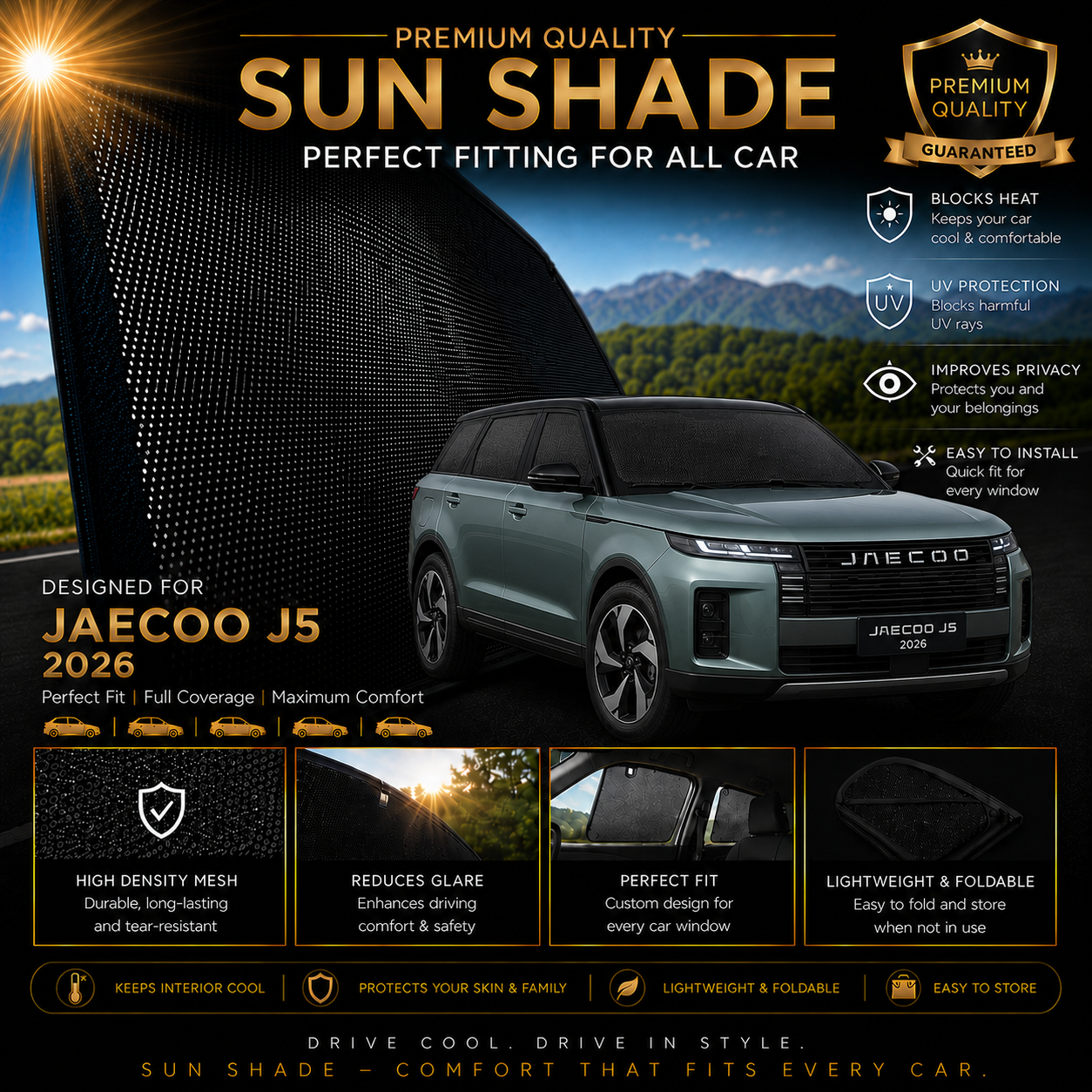 JAECOO J5 2026 Car Window Sun Shades