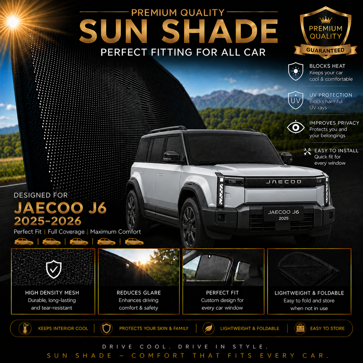 JAECOO J6 2025-2026 Car Window Sun Shades