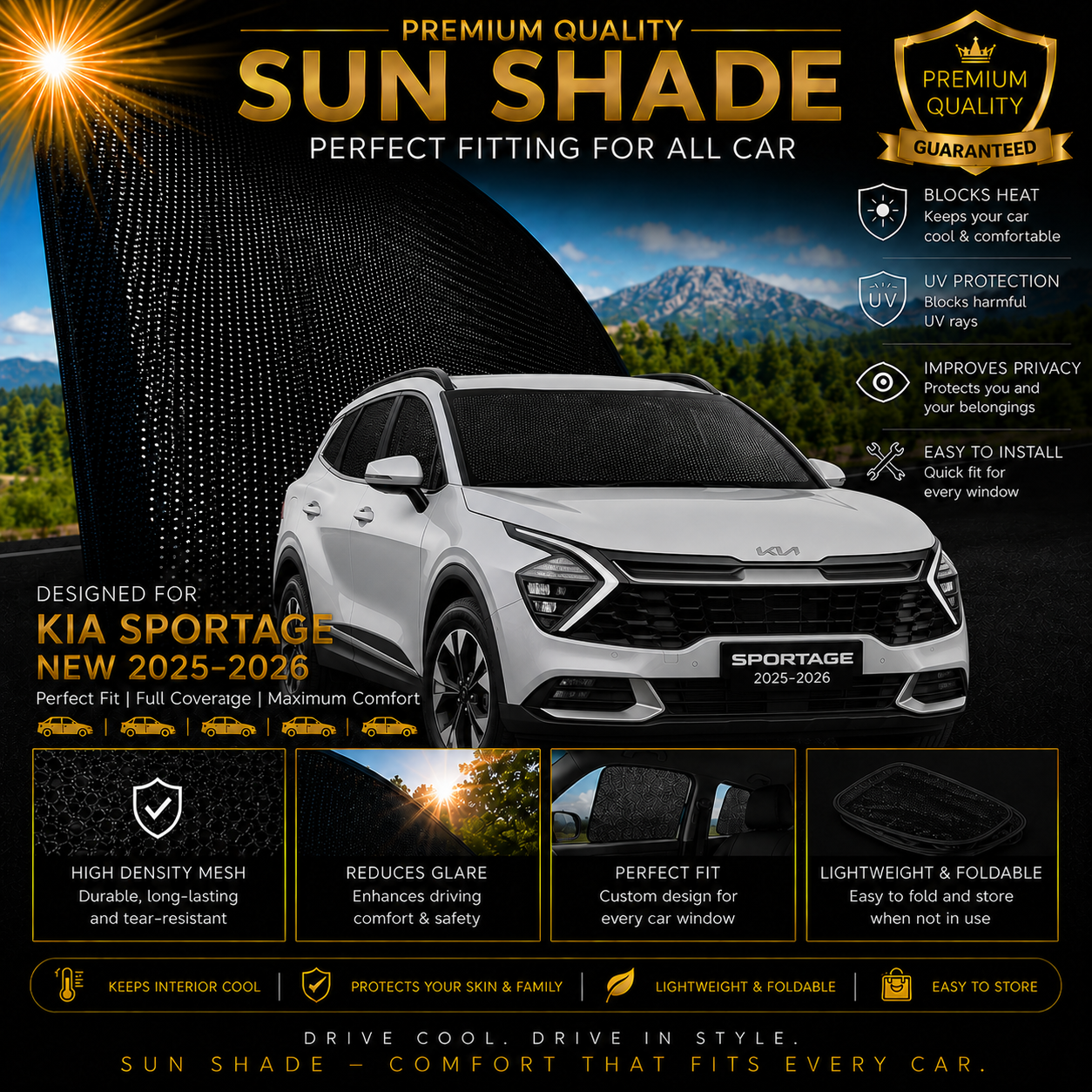 Kia Sportage New 2025-2026 Car Window Sun Shades