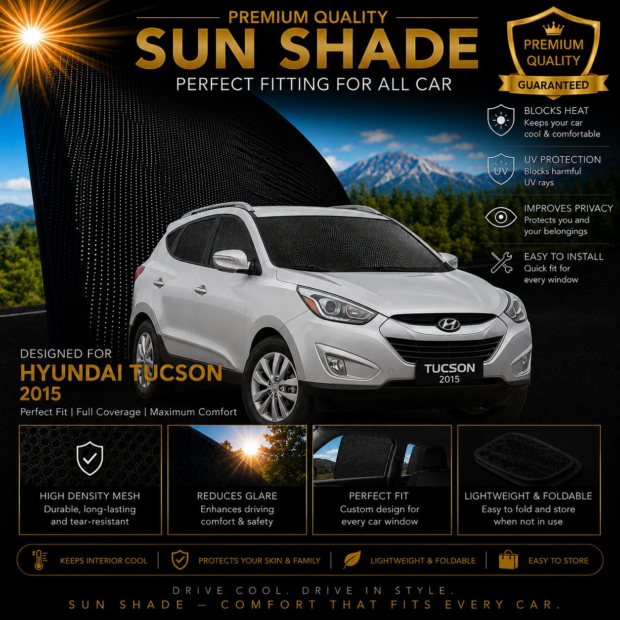 Hyundai Tucson 2015–2025 Car Window Sun Shades