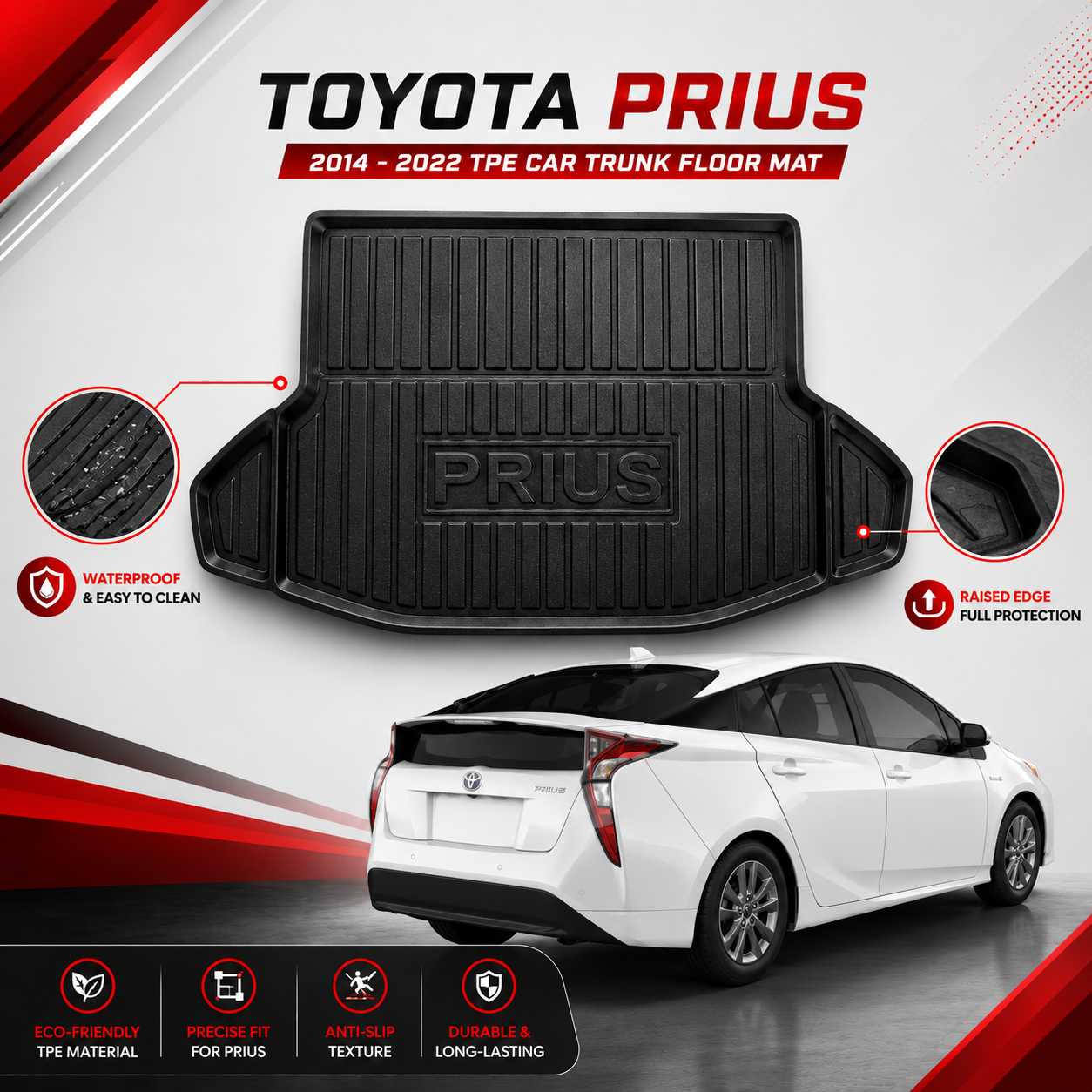 Toyota Prius Hybrid Alpha 2014-2022 TPE Car Trunk Mat
