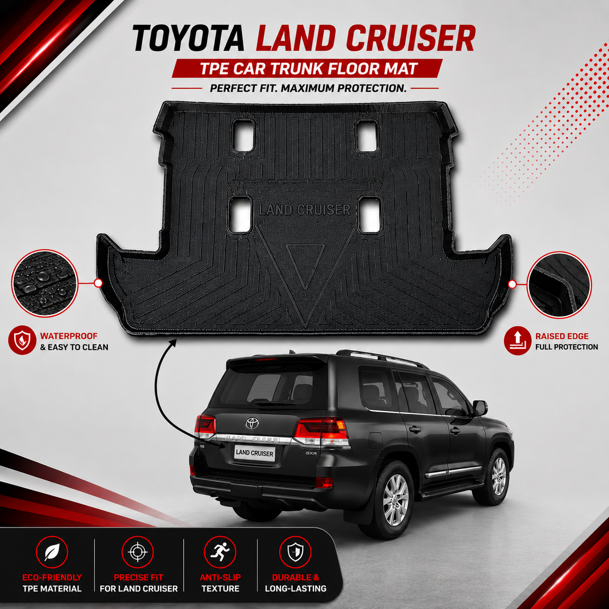 Toyota Land Cruiser TPE Plastic Car Trunk Mat