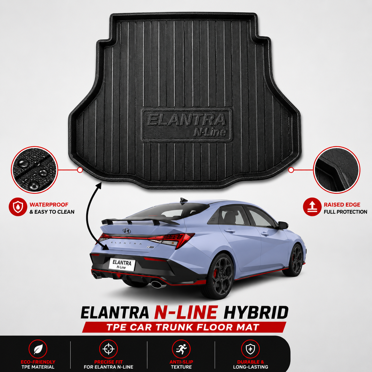 Hyundai Elantra Hybrid N Line 2025 TPE Plastic Car Trunk Mat