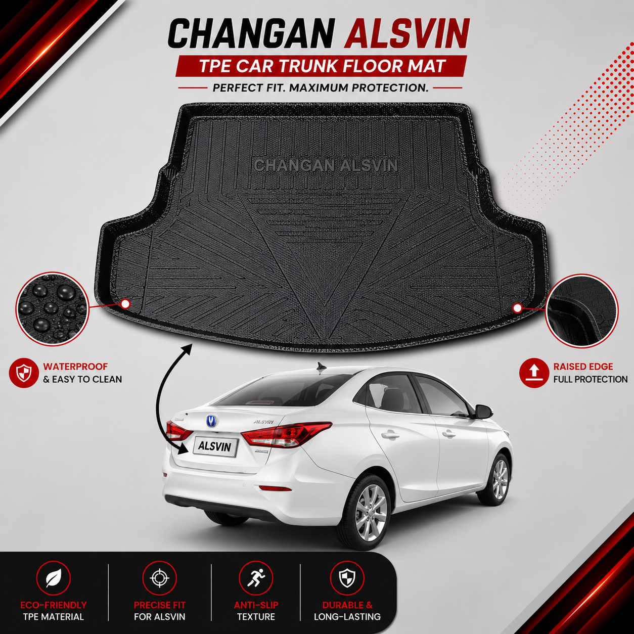 Changan Alsvin 2021-2024 TPE Plastic Car Trunk Mat