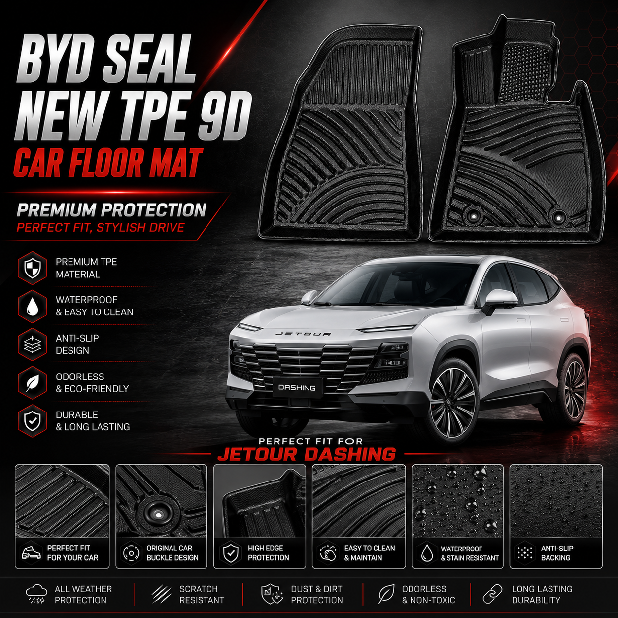 Jetour Dashing 9D TPE Plastic Floor Mats