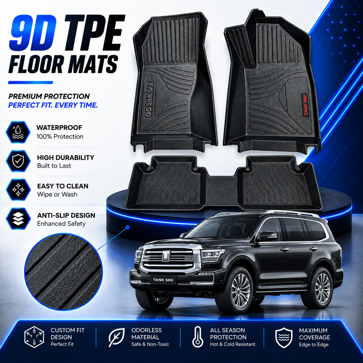 TANK 500 PHEV 2026 9D TPE Plastic Floor Mats