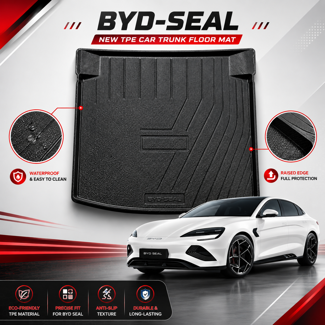 BYD Seal New TPE Plastic Trunk Floor Mat