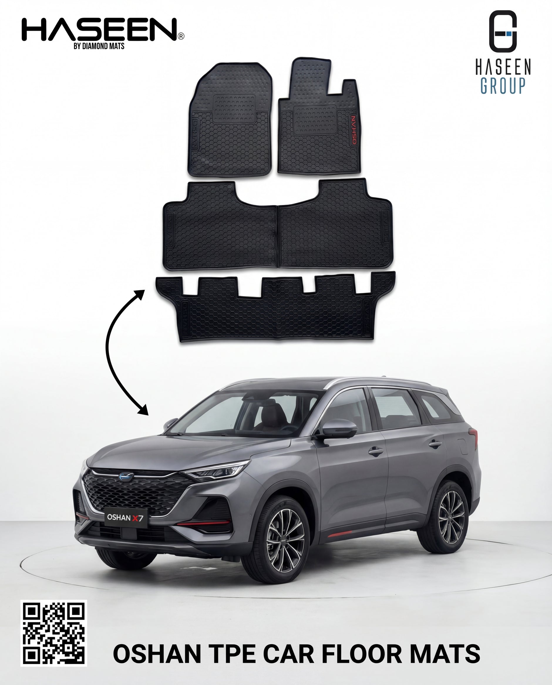 Changan Oshan X7 7 Seater 2022-2024 Latex Rubber PVC Floor Mats – Custom Fit Waterproof Heavy Duty