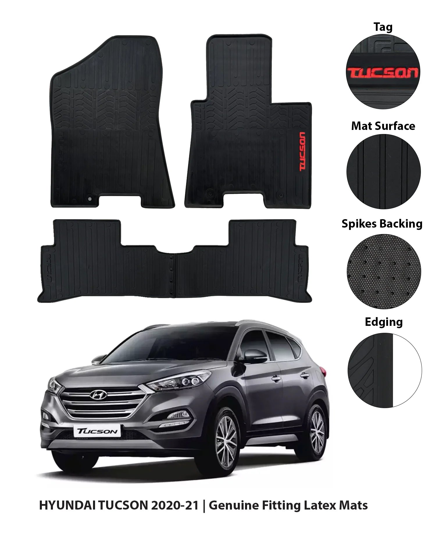 Hyundai Tucson 2019-2024 Rubber Latex Car Floor Mat