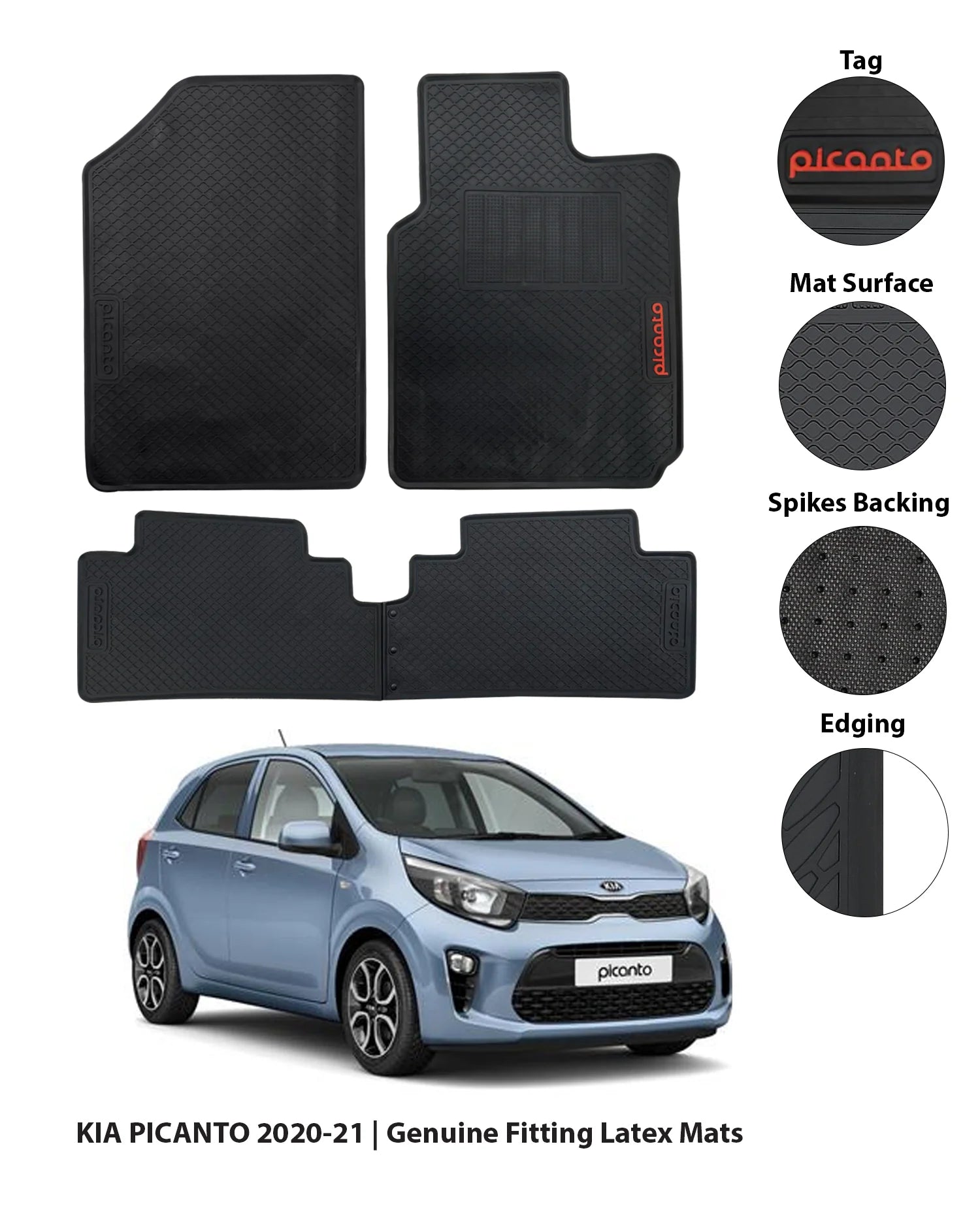 Kia Picanto 2019-Present Latex Rubber Car Floor Mat