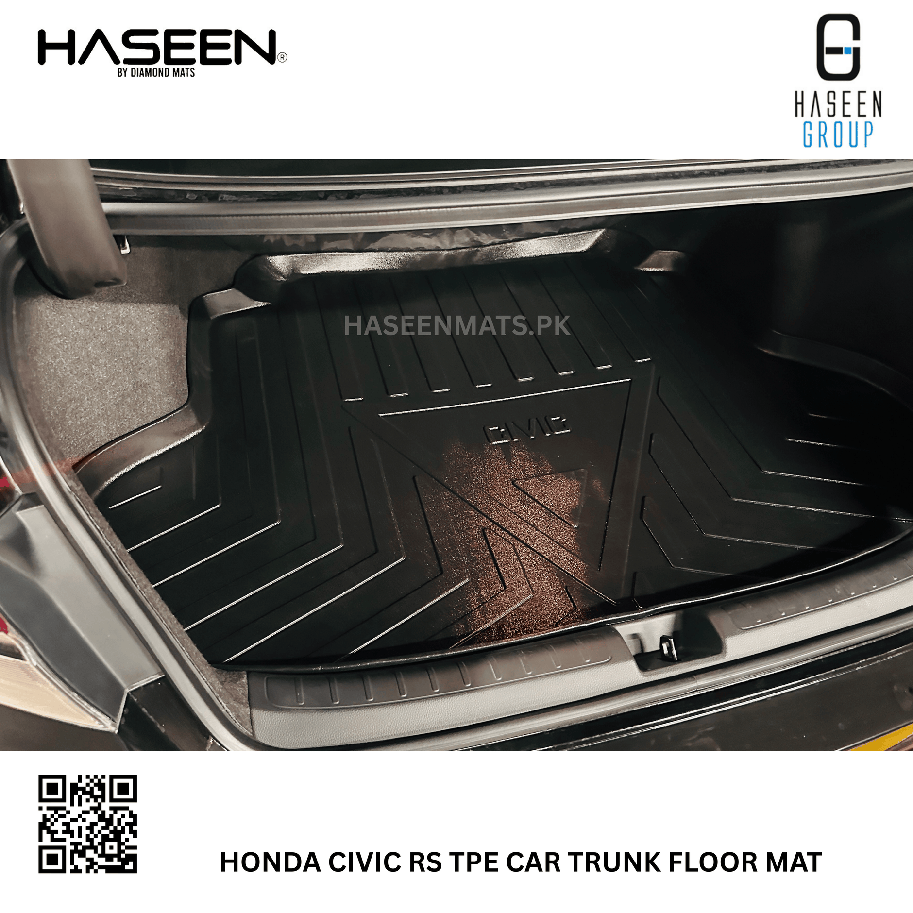Honda Civic RS 2022-2024 TPE Trunk Mat – Diggi Tray Boot Liner, Custom Fit Waterproof